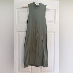 Abercrombie Sleeveless Ribbed Mock neck Olive Green Bodycon Mini Dress